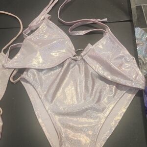 Shimmer Lace-Up Women’s Bikini in Light Lilac
